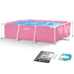Nagy kerti medence téglalap alakú kerettel 220 x 150 cm INTEX 28266