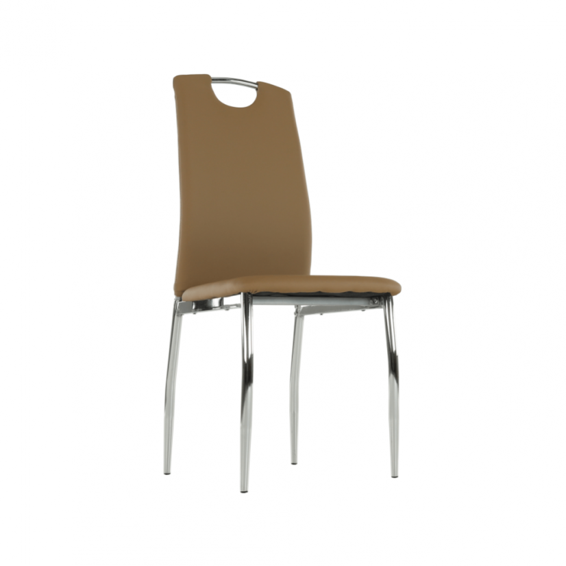 Esszimmerstuhl, Kunstleder beige/chrom, ERVINA