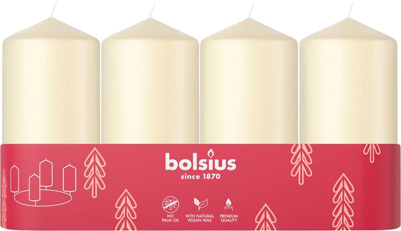 Kerzen Bolsius Stumpenadvent, Weihnachten, creme, 48/100 mm, Packung. 4 Stk