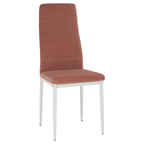 Stuhl, rosa Samtstoff/weißes Metall, COLETA NOVA