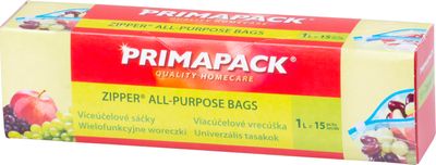 Primapack Cipzáras táska, táska, többcélú, ételhez, 1 liter, 15 db.