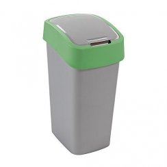 Koš Curver® FLIP BIN 9 lit., šedostříbrný/zelený, na odpad