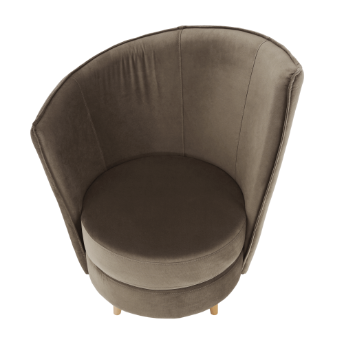 Fotelja u Art Deco stilu, taupe smeđe-siva Paros tkanina/hrast, OKRUGLO NOVO