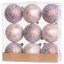 Bombki MagicHome, 9 szt., brązowe, matowe, z dekoracją, na choinkę, 6 cm