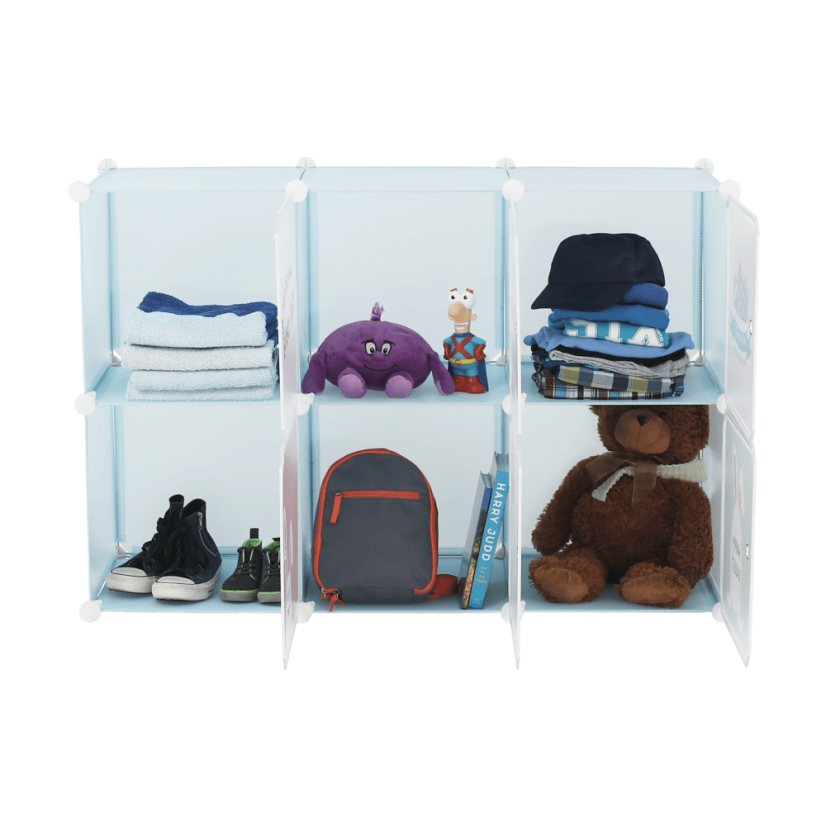 Modularer Kinderschrank, blau/Kindermuster, EDRIN