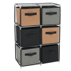 Komoda z szufladami materiałowymi, czarno-brązowo-szary, CAMILO TYP 2 (akce)