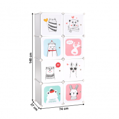 Dětská modulární skříň, šedý/dětský vzor, ATREY