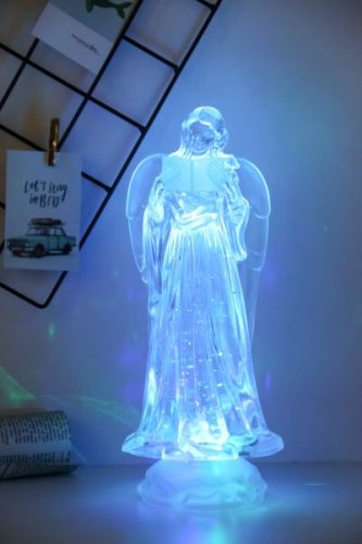 Dekorácia MagicHome Vianoce, Anjel, LED, meniaca farby, s plávajúcimi trblietkami, PE, 3xAAA, 10x25 cm