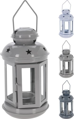 Lampion držač za čajnu svijeću 11,5x11x20 cm metal sivo/bijela mješavina