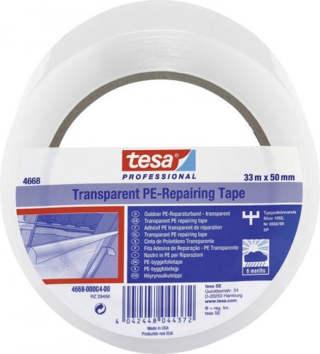 tesa® PRO szalag, javító, PE, átlátszó, 50 mm, L-33 m