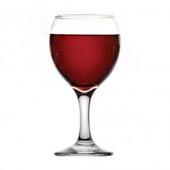 Kozarec za vino 210ml rdeč MISKET prozoren, steklo, set 6 KLC