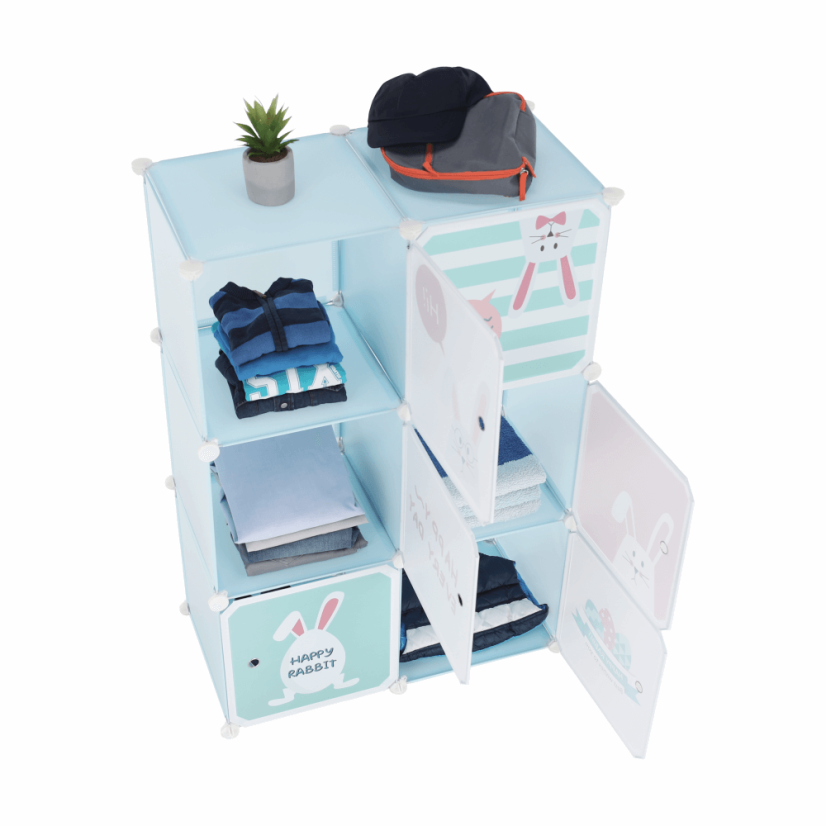 Modularer Kinderschrank, blau/Kindermuster, EDRIN