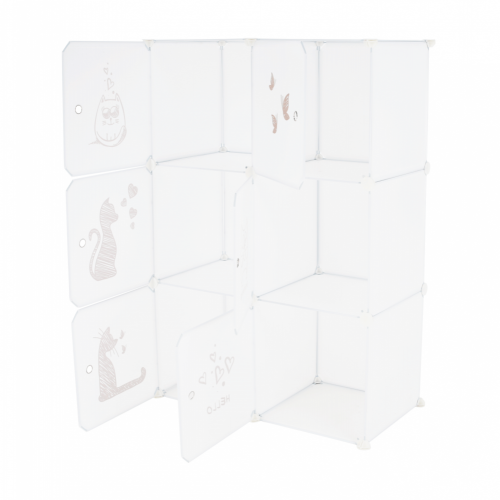 Otroška modularna omara, bela/otroški vzorec, DINOS