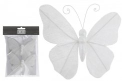Dekoracja motylek 12 cm biała, zestaw 2 szt