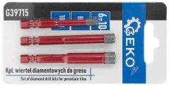 Gyémánt fúrószár készlet 6, 8, 10 mm-es greshez, 6-HRAN, GEKO (akce)