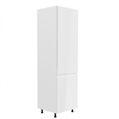 Skříňka na chladničku, bílá/bílá extra vysoký lesk, pravá, AURORA D60ZL