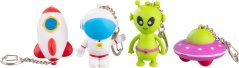Strend Pro Privjesak lampa, privjesak za ključeve, privjesak sa zvukom, raketa/ufo/kozmonaut/svemirski brod, LED 5 lm, Sellbox 24 kom.