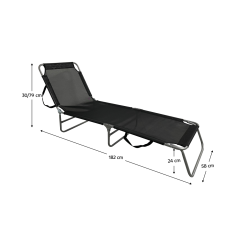Gartenliege, schwarz/grau, KELEO