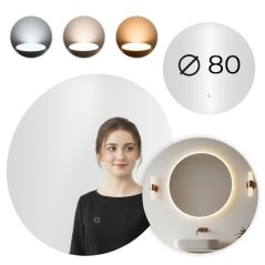 LED oglindă de baie cu perete rotund 80cm 3 culori comutator tactil ModernHome