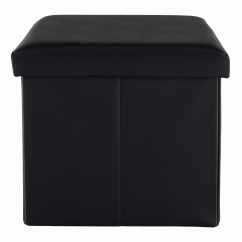 Skladací taburet, ekokoža čierna, TELA NEW