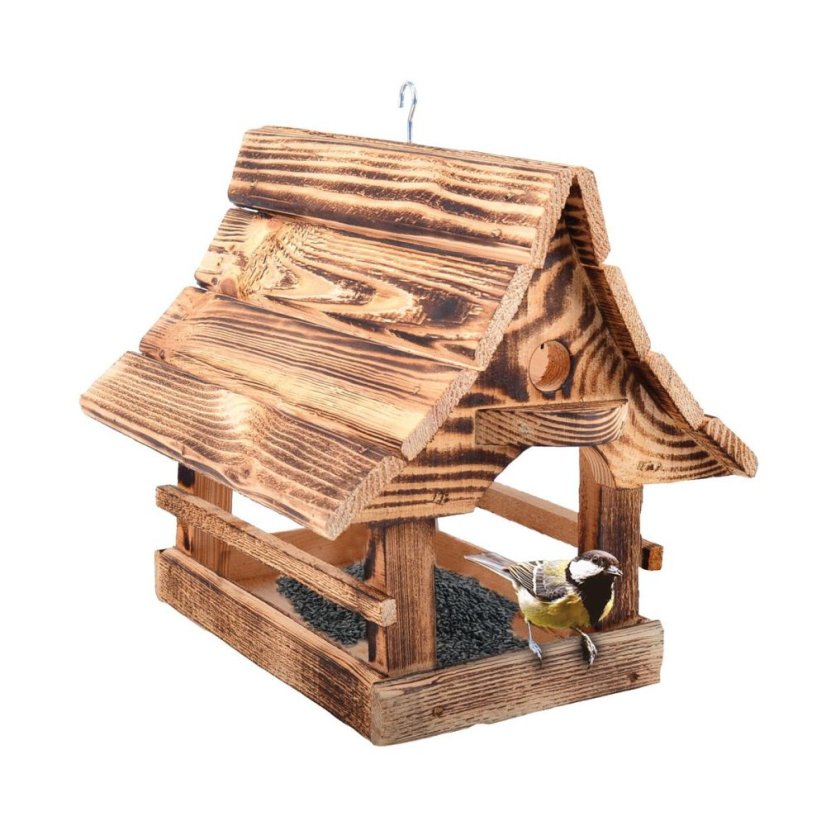 Vogelhäuschen 31x28x27 cm aus gegerbtem Holz