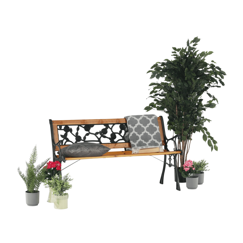 Ławka ogrodowa, czarny/naturalny, FAIZA