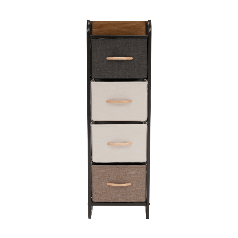 Kommode mit Stoffschubladen, beige/braun, HAZEL TYP 1