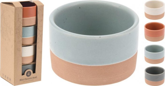 Servierschüssel aus Steinzeug, 6,5 x 4 cm, 4er-Set, gemischt