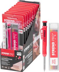 Ceruzka Strend Pro Premium, so sponou, oceľová špička, tesárska, značkovač so strúhadlom, so 6 tuhami, set