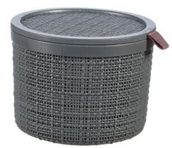Košara s poklopcem Curver® JUTE ROUND, 2 lit., tamno siva, s poklopcem, 17x13 cm