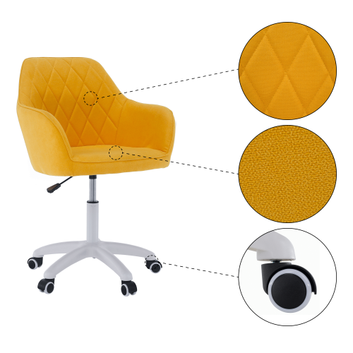 Krzesło biurowe, tkanina żółto/biały, SANTY