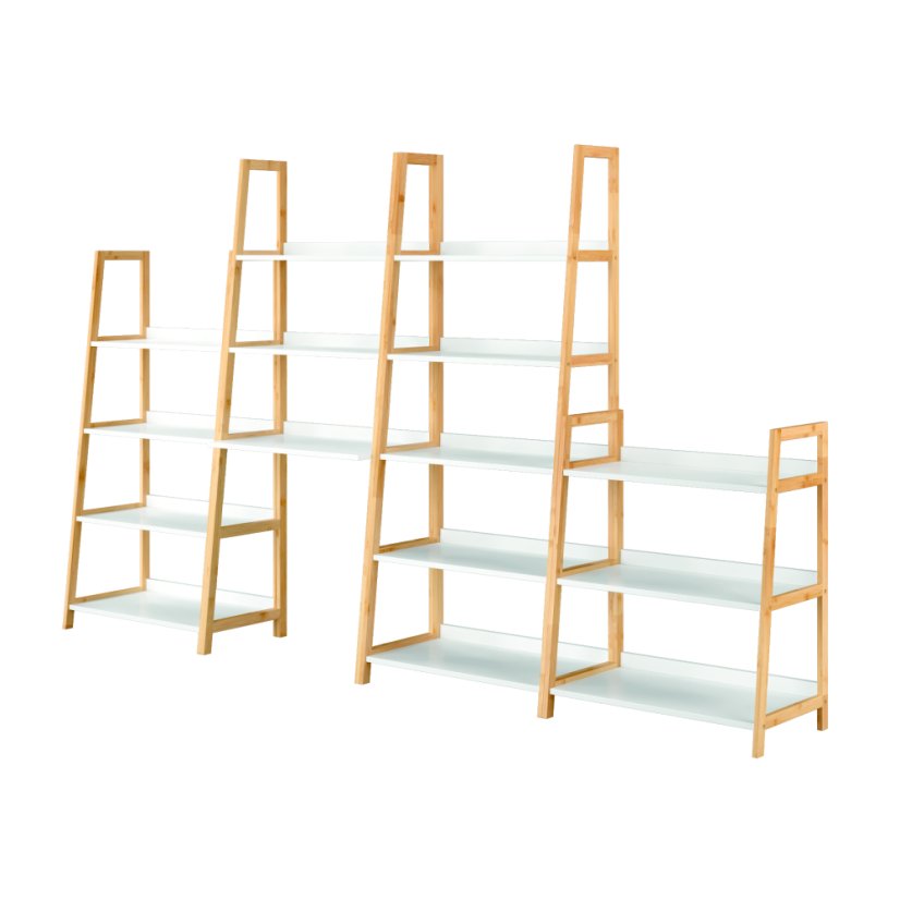 Polica s 4 police, bijela/prirodna, KOEN TIP 2