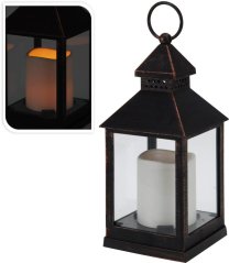 Laternenleuchter mit LED-Kerze 10x10x23,5 cm Kunststoff/Glas Kupfereffekt