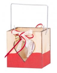 Dekorace MagicHome Vánoce Woodeco, lucerna se sklenkou, bal. 5 ks, 8x8 cm