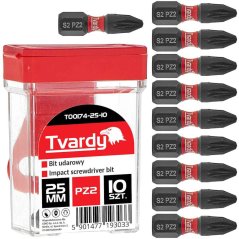 Bit 1/4" PZ2 x 25 mm, perforator, oțel S2, TVARDY