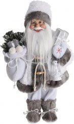 Weihnachtsmannfigur 16x12x37 cm Kunststoff/Plüsch weiß-grau