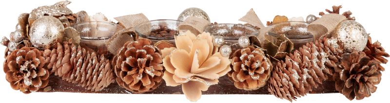 Ikebana MagicHome Weihnachten, Natur, Advent, Creme, 44x15x9 cm