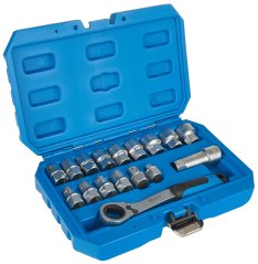 Zestaw nasadek gola SPLINE 10-24 mm z adapterem 1/2" i 3/8", 17-częściowy, GEKO