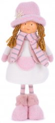 MagicHome Weihnachtsfigur, Kleines Mädchen mit rosa Mütze, rosa, Stoff, 16x10x36 cm