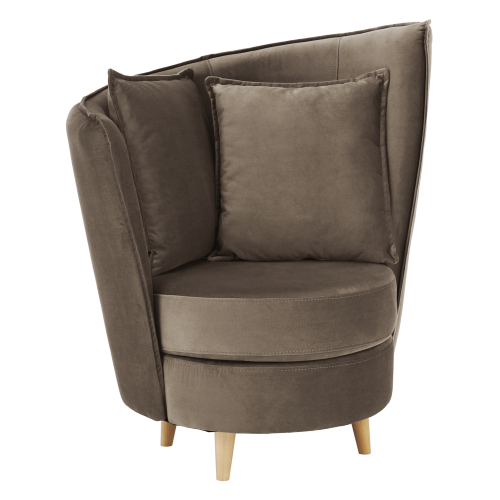 Fotel w stylu Art Deco, tkanina Paros szarobrązowa/dąb, OKRĄGŁY NOWY
