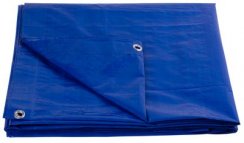 Plachta Tarpaulin Standard 4x5, zakrývacia, 80 g/m2, modrá, s okami
