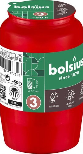 Wkład Bolsius, 50 h, 57x94 mm, do soboli, czerwony, olej