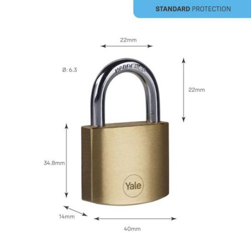 Zamek Yale Y110B/40/122/2, Standard Security, kłódka, 40 mm, 3 klucze