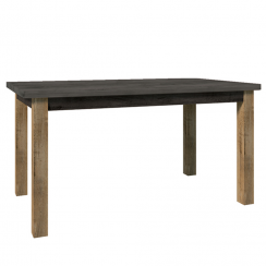 Stół do jadalni, składany, dąb Lefkas ciemny/gładki szary, 160-203x90 cm, MONTANA STW