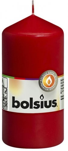 Svíčka Bolsius Pillar 120/60 mm, válcová, červená