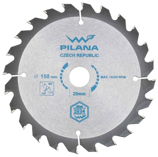 Sägeblatt mit SK-Blättern 150x2,0x20 Zähne 24 WZ, PILANA