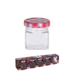 Einmachbecher TO 43 50ml + karierter Deckel, Set à 5 Stück
