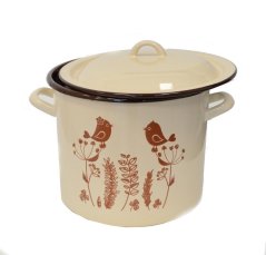 Emailletopf + Inhalt 19cm/4L Dekor Bird KLC