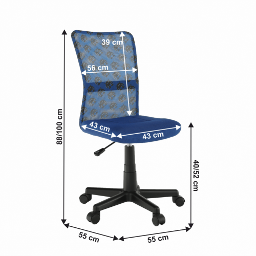 Krzesło obrotowe, niebieski/wzór/czarny, GOFY