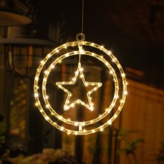 Dekorácia MagicHome Vianoce, hviezda, plast, 80xLED teplá biela, 32.5x36 cm, 3xAA